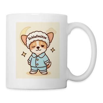 Schlafmütze Hundchen Kuschel Design süß - Tasse - Weiß - Rechts