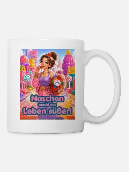 Naschen macht das Leben süßer Design für Poster - Tasse - Weiß
