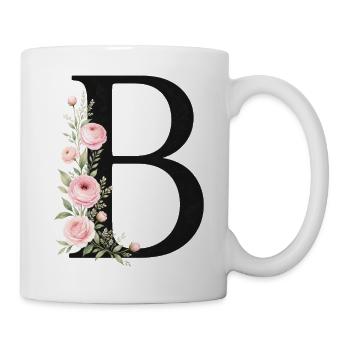 B Buchstabe Monogram Floral - Tasse - Weiß - Rechts