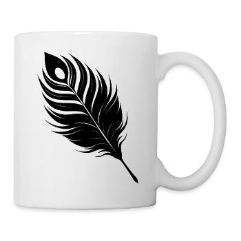 Pfauenfeder - Tasse - Weiß - Rechts