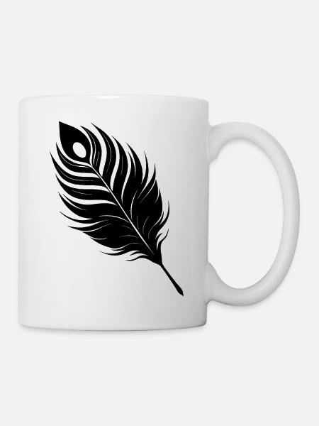 Pfauenfeder - Tasse - Weiß