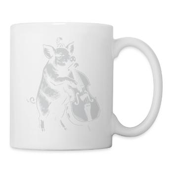 Swine spielt Kontrabass - Tasse - Weiß - Rechts