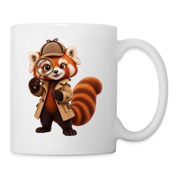 Roter Panda-Detektiv mit Lupe - Tasse - Weiß - Rechts