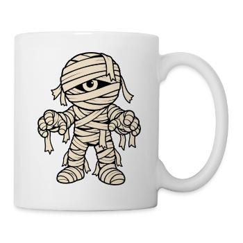 Halloween Mumie Charakter Grusel Cartoon Shirt - Tasse - Weiß - Rechts