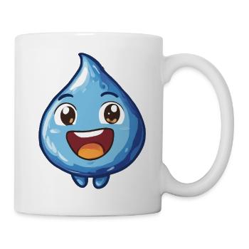 Fröhlicher Wassertropfen Cartoon - Tasse - Weiß - Rechts