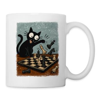  Katzen Schachspieler Schachspiel Schachbrett - Tasse - Weiß - Rechts