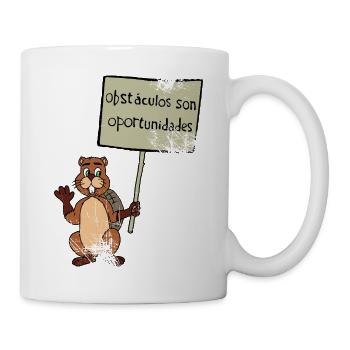 Hindernisse sind Chancen - Biber sieht nur Chancen - Tasse - Weiß - Rechts