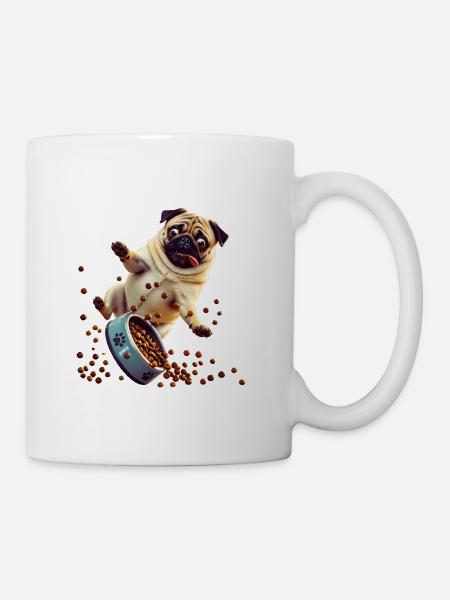 Pug Futtersturm Chaos - Tasse - Weiß