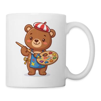 Bärenkünstler mit Farbpalette - Tasse - Weiß - Rechts