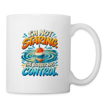Hypnotisiert vom Bobber – lustiger Angelhumor - Tasse - Weiß - Rechts