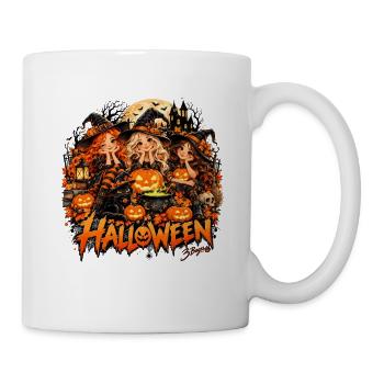 Halloween Hexenfreundinnen mit Kürbissen - Tasse - Weiß - Rechts