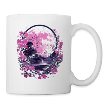 japanese cherry blossom Kirschblüten & Mond Japan - Tasse - Weiß - Rechts