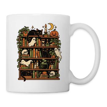 Spuk im Bücherregal - Tasse - Weiß - Rechts