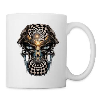 Surreales Schädelgesicht mit Spiegelmuster - Tasse - Weiß - Rechts