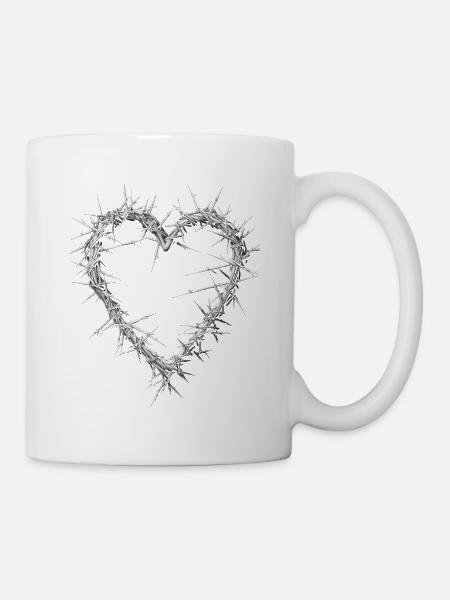 Stacheldraht Herz Barbwire Gothic Grunge Aesthetik - Tasse - Weiß