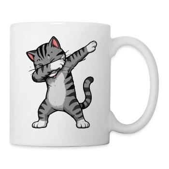 Dabbing-Katze Cartoon - Tasse - Weiß - Rechts