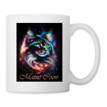 Main Coon Nebula - Fantasy Weltall Katze - Tasse - Weiß - Rechts