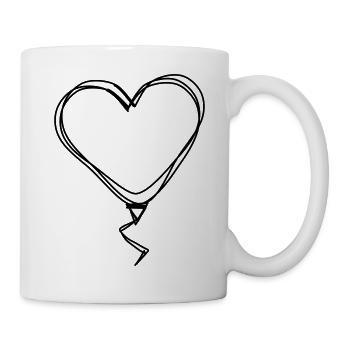 Herzballon handgezeichnet - Tasse - Weiß - Rechts