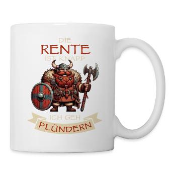 Rente knapp ich geh plündern, Wikinger Ruhestand - Tasse - Weiß - Rechts