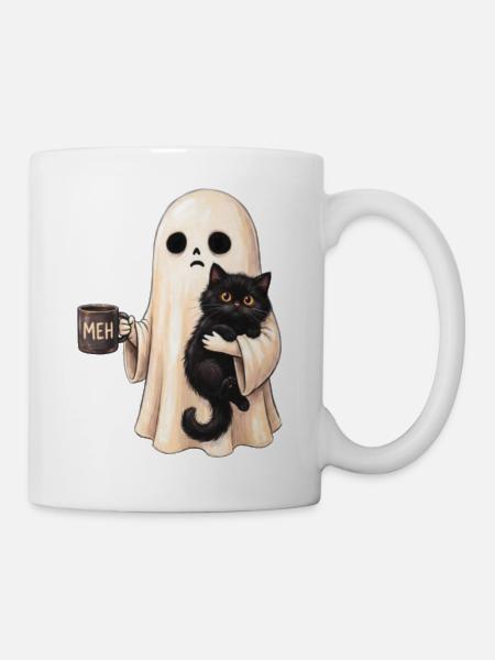 Meh-Geist mit Katzenbecher - Tasse - Weiß