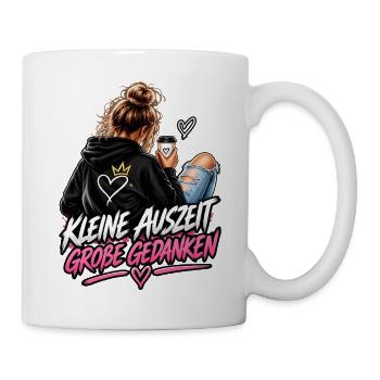 Kleine Auszeit Große Gedanken Hoodie - Tasse - Weiß - Rechts