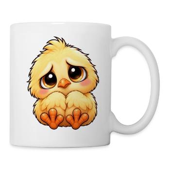 Süßes schüchternes Küken Cartoon Freundschaft - Tasse - Weiß - Rechts