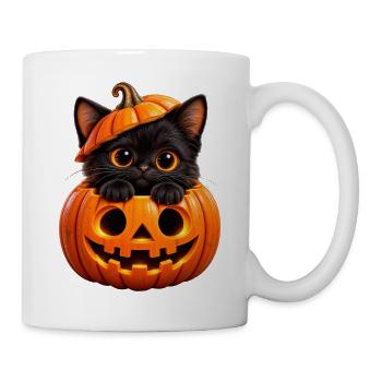 Kätzchen im Jack-o'-Lantern - Tasse - Weiß - Rechts