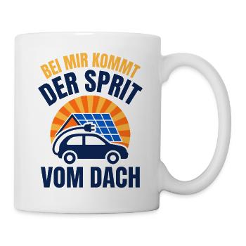E-Auto Sprit vom Dach - Solar Photovoltaik - Tasse - Weiß - Rechts