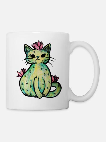 Pastell-Blumenkatzen-Skizze - Tasse - Weiß