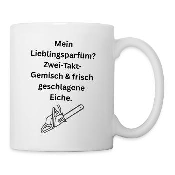 Mein Lieblingsparfüm? Zwei-Takt-Gemisch & frisch g - Tasse - Weiß - Rechts