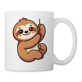 Lustiges Faultier am Seil - Tasse - Weiß - Rechts