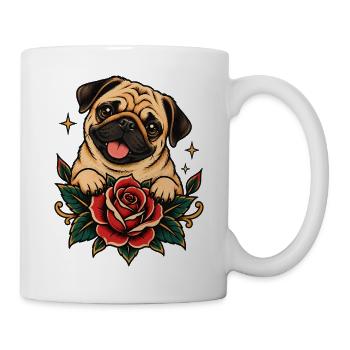 Mops Hund süßer Mops niedlicher Mops - Tasse - Weiß - Rechts