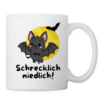 Schrecklich Niedlich – Süße Halloween Fledermaus - Tasse - Weiß - Rechts
