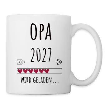 Werdender Opa 2027 – Schwangerschaft Verkünden - Tasse - Weiß - Rechts