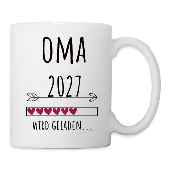 Werdende Oma 2027 – Schwangerschaft Verkünden - Tasse - Weiß - Rechts