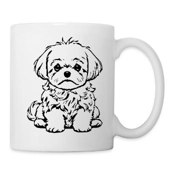 niedlicher_malteser_Hund_T-shirt_Geschenk_Hunde - Tasse - Weiß - Rechts