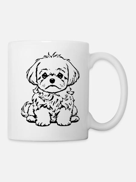 niedlicher_malteser_Hund_T-shirt_Geschenk_Hunde - Tasse - Weiß