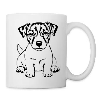 Schwarzer Jack Russel Terrier Hund Hundeshirt  - Tasse - Weiß - Rechts