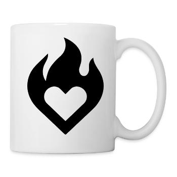 flammendes Herz - Tasse - Weiß - Rechts