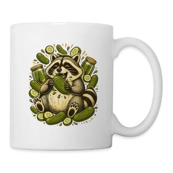 Waschbär, der Gurken frisst - Tasse - Weiß - Rechts