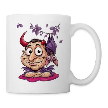 Lustiger Teufel mit Fledermaus - Tasse - Weiß - Rechts