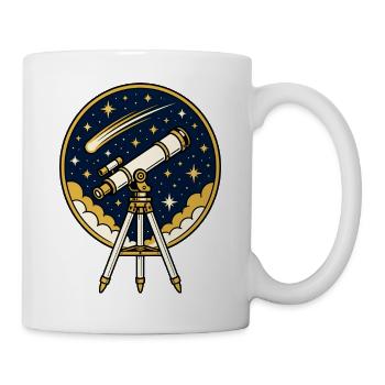 Teleskop Sternenhimmel Komet Astronomie Vektor Shi - Tasse - Weiß - Rechts