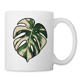 Monstera-Variegated Leaf Silhouette - Tasse - Weiß - Rechts