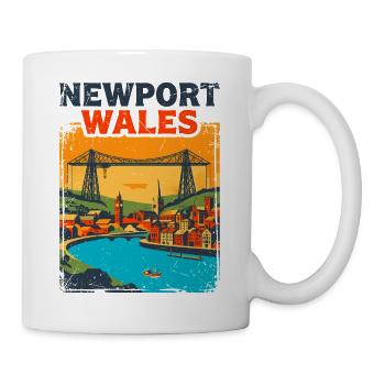 Retro Newport Wales City Skyline Sept - Tasse - Weiß - Rechts