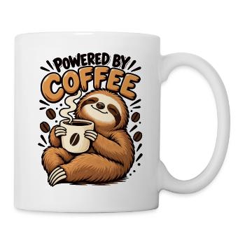 Powered by Coffee Faultier – Lustiges Kaffee Desig - Tasse - Weiß - Rechts