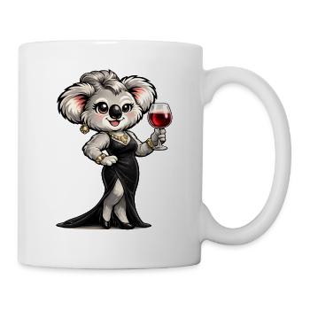 Koala-Dame im Abendkleid mit Rotwein - Tasse - Weiß - Rechts