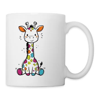 Süße Bunte Giraffe Kinder Baby Safari T-Shirt - Tasse - Weiß - Rechts