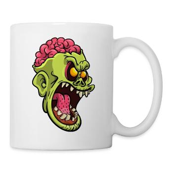 Wütender Gehirn-Zombiekopf - Tasse - Weiß - Rechts