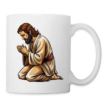Jesus kniend und betend - Tasse - Weiß - Rechts