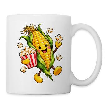 Fröhlicher Maiskolben mit Popcorn - Tasse - Weiß - Rechts